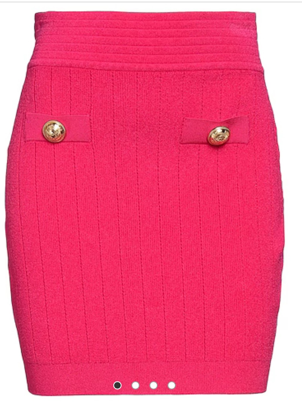 Balmain Hot Pink Ribbed Pencil Skirt with Silver Buttons